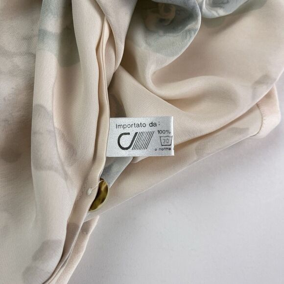 Vintage Pura Seta Silk Floral Button Front Tunic Top L Womens Boho Coastal Beach - Picture 10 of 10